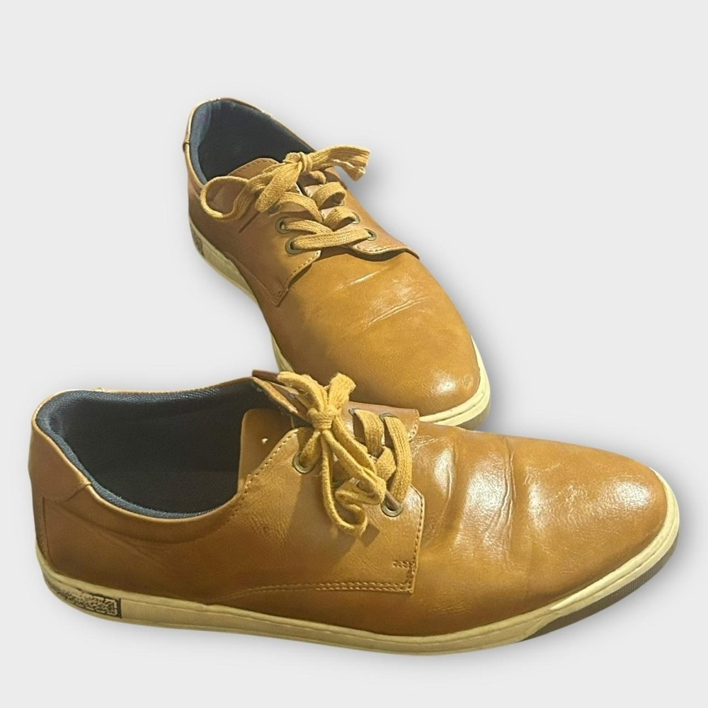 Jousen Men's Oxford Dress Shoes Brown Size 11 Casual Lace Up‎ Preowned